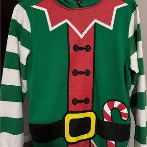 Well Worn Green and Red Elf Hoodie